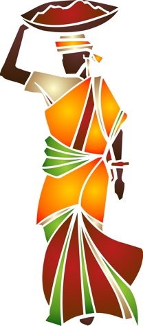 Afri3004 femme porteuse d eau pochoir mon artisane