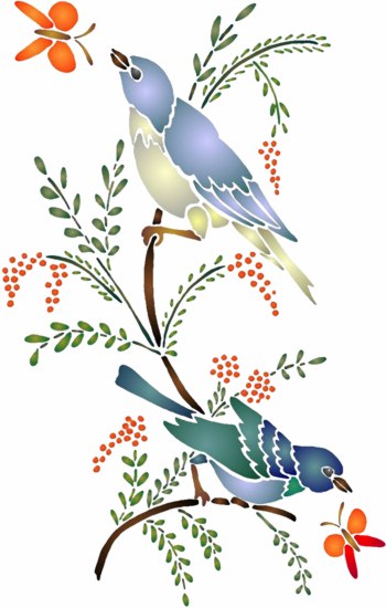 Pochoir par Aurora Arts A4 oiseaux sur une branche 190mic Mylar Craft pochoir 047 