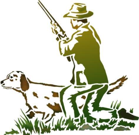 An356 chasseur et chien pochoir a peindre