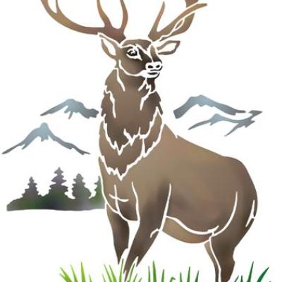 An91002 pochoir de cerf montagne biche daim