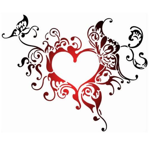 Coeur et papillons pochoir mon artisane d541