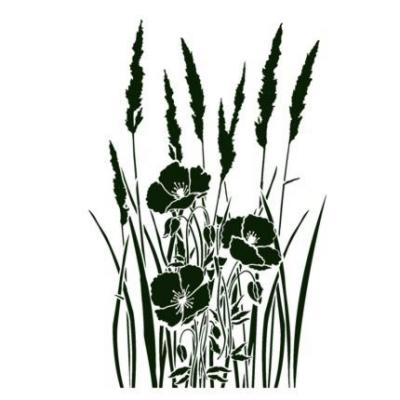 Coquelicots et grandes herbes pochoir a peindre mon artisane
