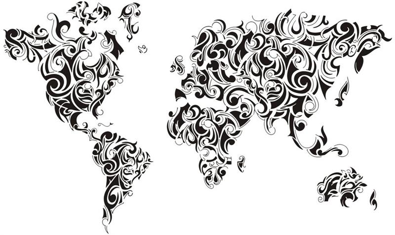 Div4006 terre mappemonde carte du monde planisphere style design