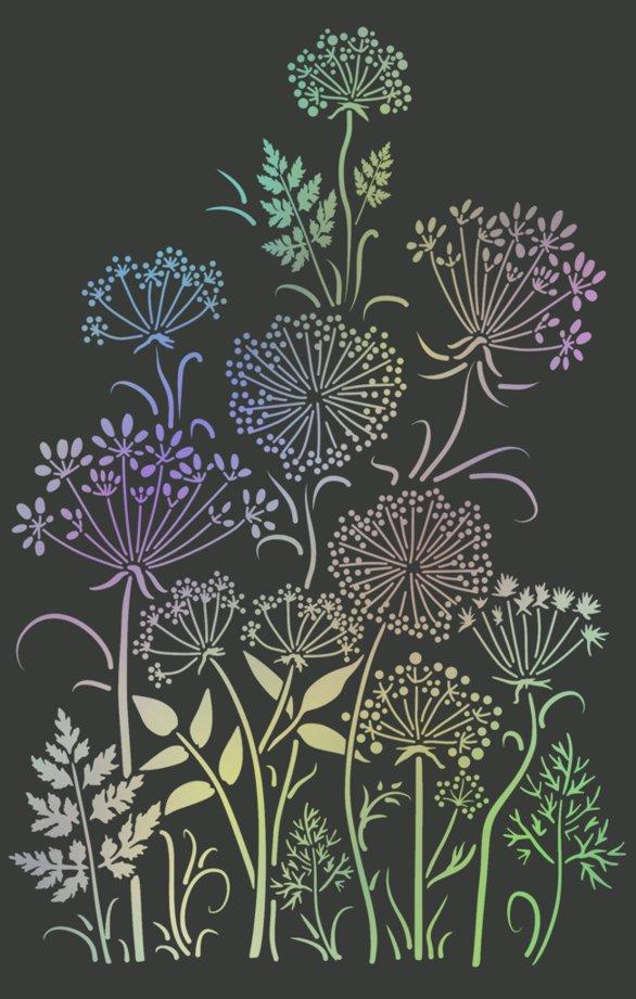 Fl12008 paysage floral fleurs des champs pochoir a peindre