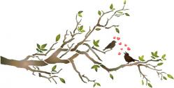 Branche oiseaux amoureux