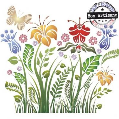 Fl1806 fleurs de jardin pochoir a peindre mon artisane