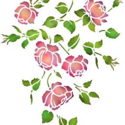 Fl314056 pochoir petite retombee roses anciennes mon artisane