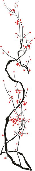 Fl39612 ikebana branche cerisier du japon pochoir