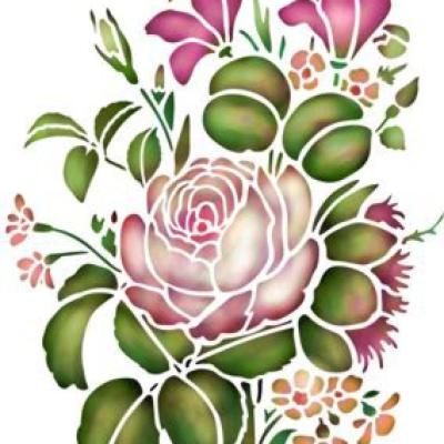 Fr1770 pochoir bouquet de fleurs pivoines mon artisane style pochoir