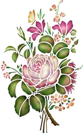 Fr1770 pochoir bouquet de fleurs pivoines mon artisane style pochoir