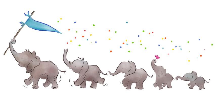 Fr37102 frise elephants mignons pochoir enfants mon artisane