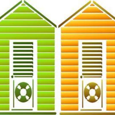 Frise 4 cabanes de plage en pochoir ma20056 style pochoir mon artisane small 