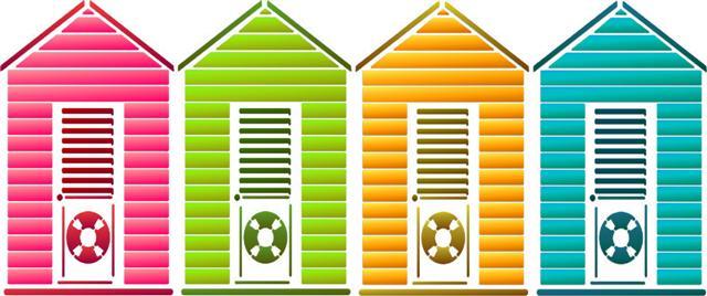 Frise 4 cabanes de plage en pochoir ma20056 style pochoir mon artisane small