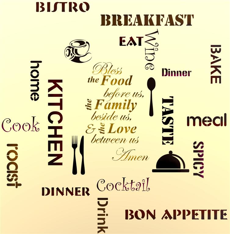 Lettrage dieu benit nourriture couleur large