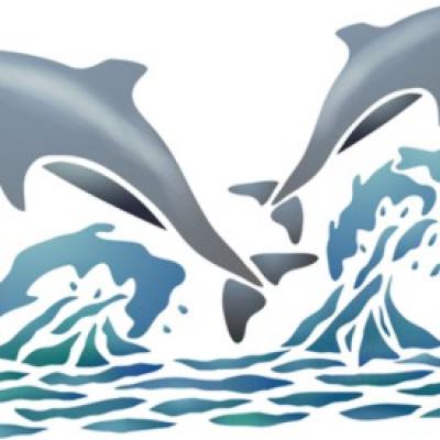 Mar302 pochoir deux dauphins en saut pochoir a peindre mon artisane