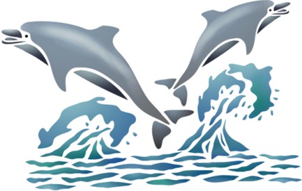 Mar302 pochoir deux dauphins en saut pochoir a peindre mon artisane
