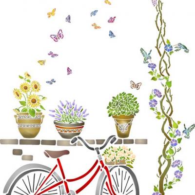 Mur4004 pochoir velo glycine 