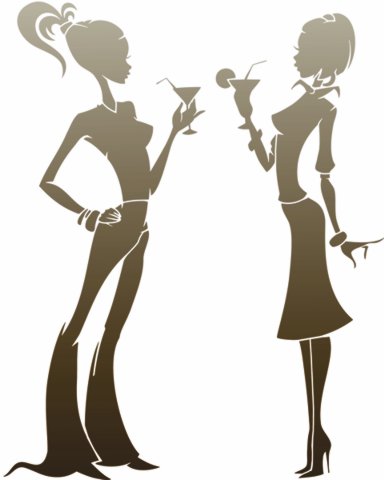 Pochoir 2 filles soiree avec verre stipo1202 mon artisane style pochoir