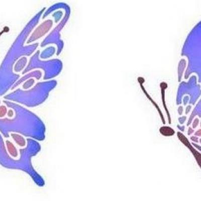 2 papillons mauves