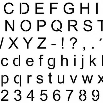 Pochoir alphabet arial complet