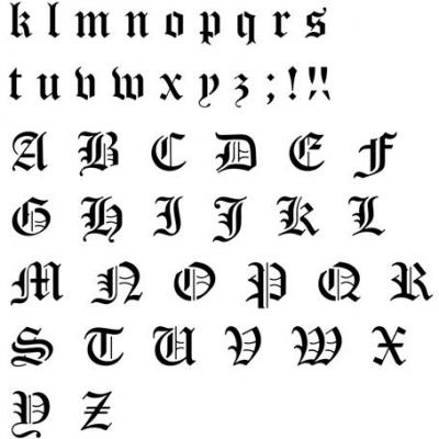 Pochoir alphabet gothique old english complet