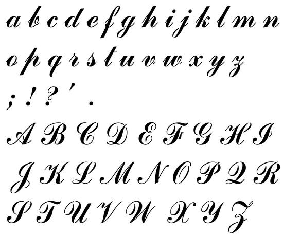 Pochoir alphabet manuscrit commscript