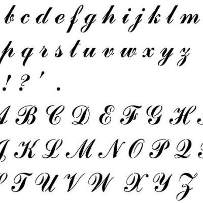Pochoir alphabet manuscrit commscript