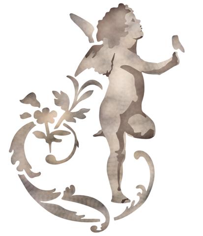 Pochoir ange baroque