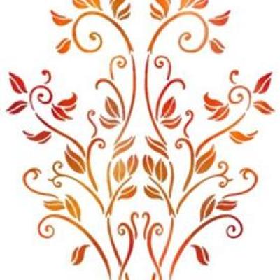 Pochoir arbre a volutes et papillon