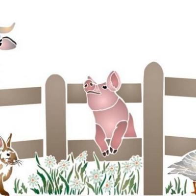 Pochoir barriere animaux ferme vache cochon lapin oie spmu098