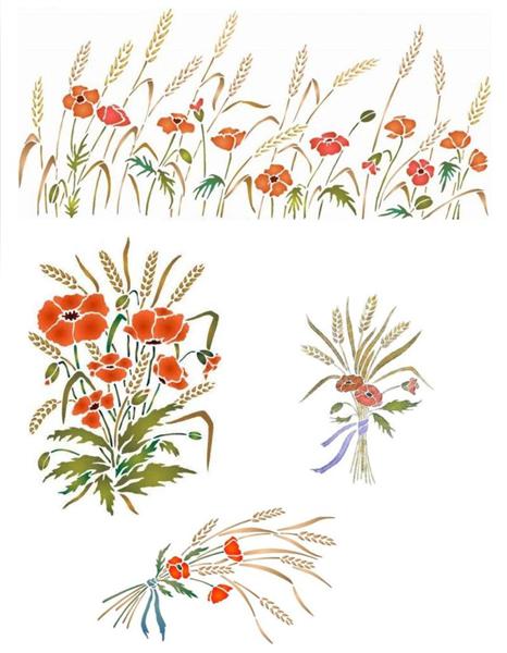 Pochoir bles coquelicots style pochoir mon artisane