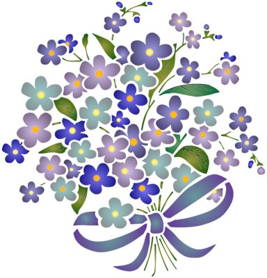 Pochoir bouquet de fleurs violettes fl50098 ok