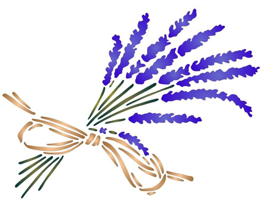 Pochoir bouquet lavande oblique raphia spf039