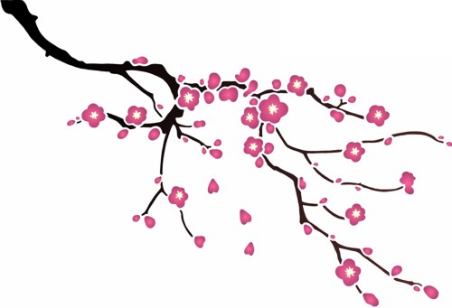 Pochoir branche fleurs de cerisiers fleurs de pommier printemps