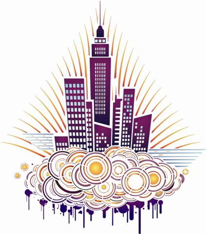 Pochoir building immeuble mur3002 ville