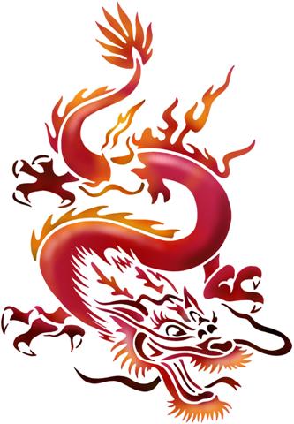 Pochoir dragon chinois autocollant chin2010