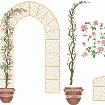 Pochoir en kit rosier treillis spmu005