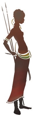 Pochoir femme africaine lances