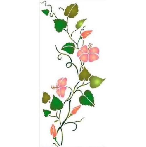 Pochoir fleurs frise hibiscus fl8007 mon artisane style pochoir