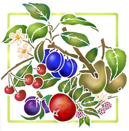 Pochoir fruits cerise pomme prune style pochoir mon artisane