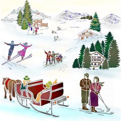 Pochoir montage paysage noel vitrine medium 