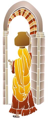 Pochoir oriental poteuse deau 3