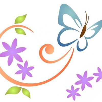 Pochoir papillon design volutes