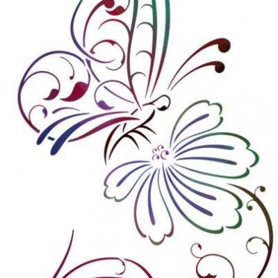 Pochoir papillon sur fleur design a peindre mon artisane div16005