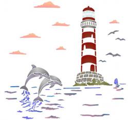 paysage marin phare dauphins