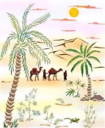 Pochoir paysage palmiers touaregs