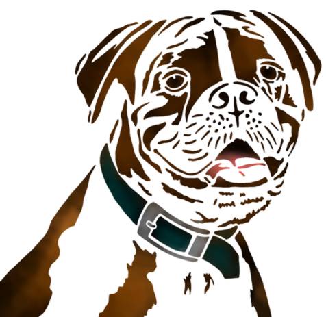 Pochoir tete de chien boulegogue boxer