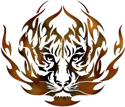 Medium Pochoir mural motif visage de tigre A3 Stencil