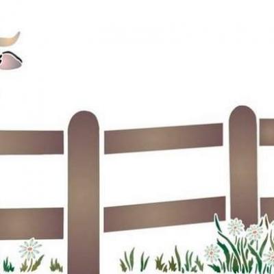 Pochoir vache cochon barriere en bois ref spa061