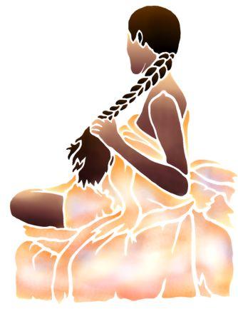 Pochoir vahine femme assise pochoir